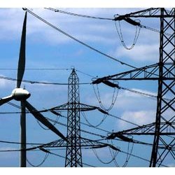 Power lines with windmill