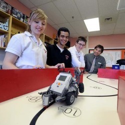 Bishop Reding Secondary School students with robot