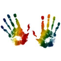 rainbow handprints