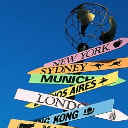 signpost of international cities