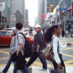 pedestrians in city crosswalk