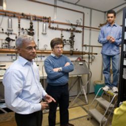 UC professors Philippe Debray and Marc Cahay, and Partha Pratim Das