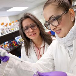 female science professor and student