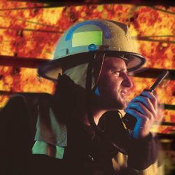 firefighter with radio