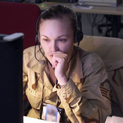 soldier at computer display