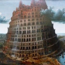 The real-time-translating Babel Fish from Douglas Adams' Hitchhikers' Guide to the Galaxy was named for the Tower of Babel, a biblical structure fractured by linguistic confusion