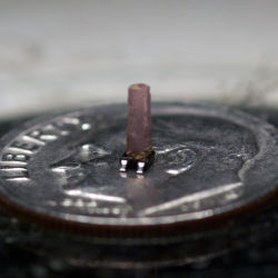 magnetic crystal on the head of a dime