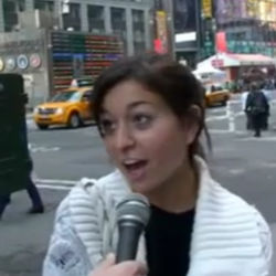 interviewee in Times Square