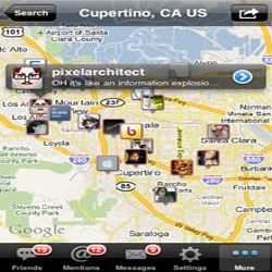 Screenshot of Twittelator Pro, the first iPhone app to implement geotagging for Twitter. 