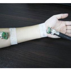 electrodes attached to human arm