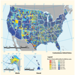 Availability of 4 Mbps-capable broadband networks in the U.S. by county