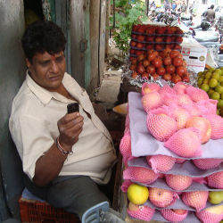 Bangalore merchant with mobile phone