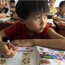 student in Chinese classroom