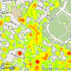 SpotRank heat map of cell-phone users 