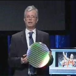 Executive VP David Perlmutter shows a Sandy Bridge wafer