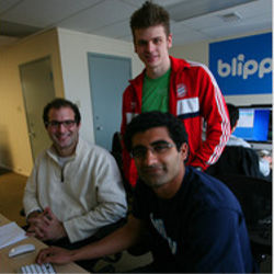 Philip Kaplan, left, Chris Estreich and Ashvin Kumar, co-founders of Blippy