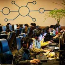 Chinese Internet users in a Shanghai caf