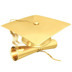 gold graduation cap and diploma 