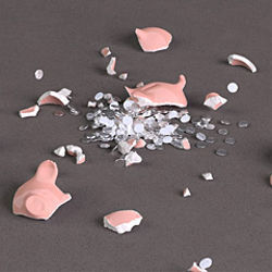 Smashed piggybank