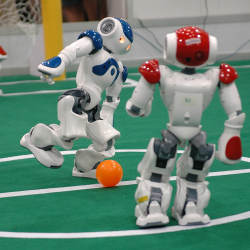 robots playing soccer