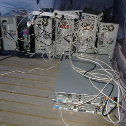 servers in a tent