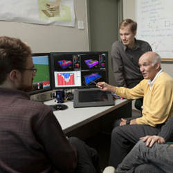 Cornell's Nathaniel Jones, Brandon Hencey, and Don Greenberg