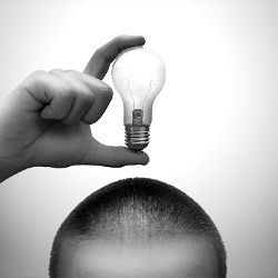 light bulb over a person's head