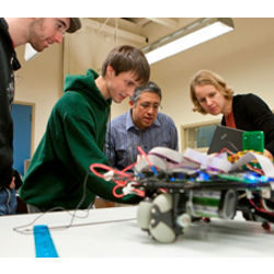 WPI professor Michael Gennert and RBE students