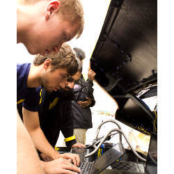 University of Michigan solar car team race crew members