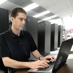 scientist at Argonne's Blue Gene/P supercomputer