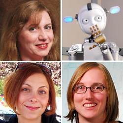 Maja Matari?, Simon the robot, Andrea Thomaz, and Ayse Saygin