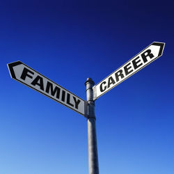 road sign pointing to Family, Career