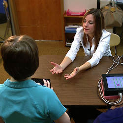 Vanderbilt's Jenna Gorliewicz with a visually impaired student