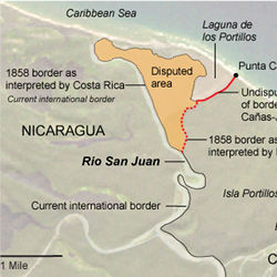 Disputed border Nicaragua Costa Rica