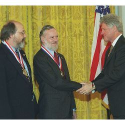 Ken Thompson, Dennis Ritchie, and President Clinton