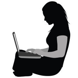 woman with laptop, illustration