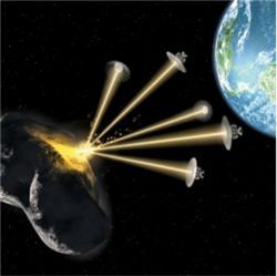 Laser bee satellites vs. asteroid