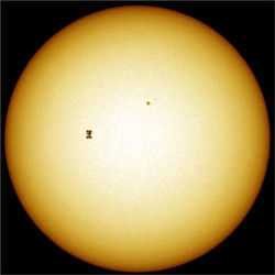 Solar transit of ISS and shuttle