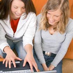 Girls with computer