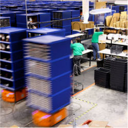 Robots on warehouse floor