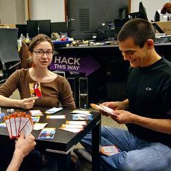 Tamara Denning and Yoshi Kohno playing card game