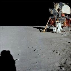 Neil Armstrong's shadow on moon