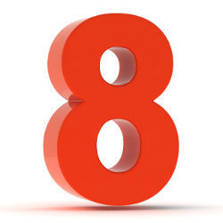 number eight, red plastic