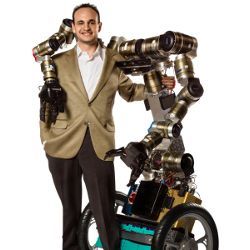 Mike Stilman of Georgia Tech with Golem Krang humanoid robot 