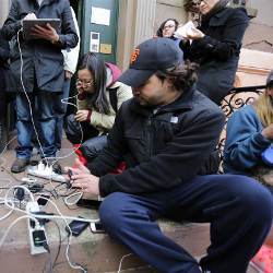 group recharging cellphones