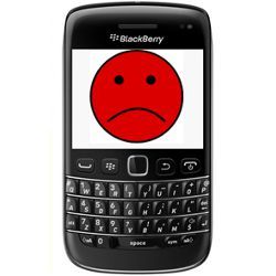 unhappy face on Blackberry smartphone