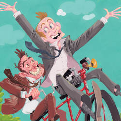 businessmen on a bike, illustration