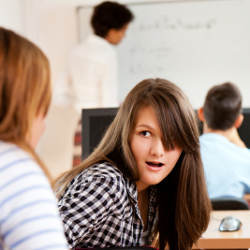 student in classroom