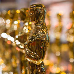 Oscar statuettes, ready to be handed out