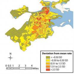 Identifying tough parts of town on a map